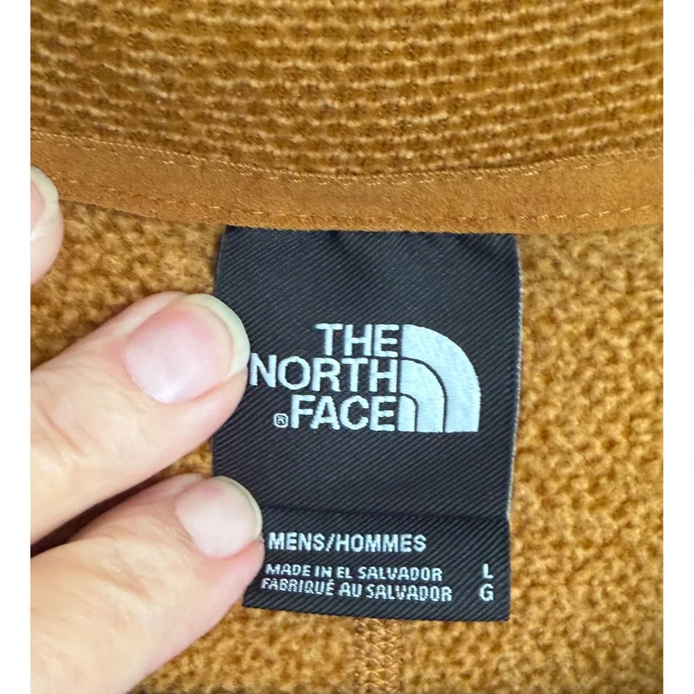 The North Face Mens Quarter Zip Fleece Pullover Mustard Yellow Textured Large